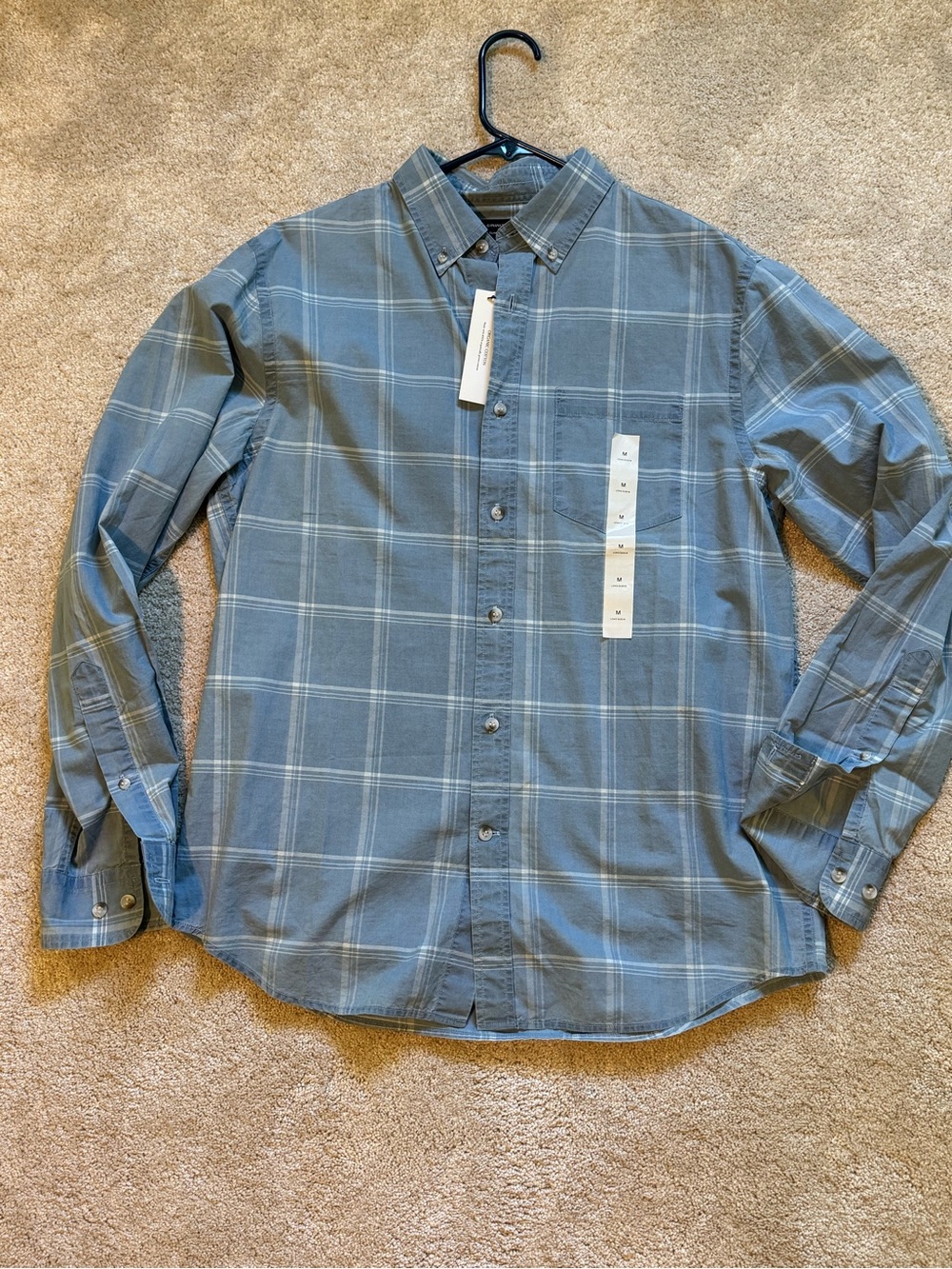 NWT Men's Blue Plaid Button-Down Shirt
